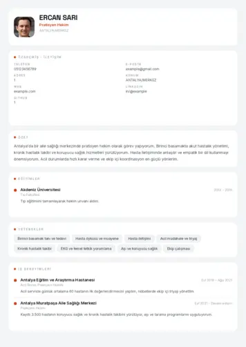 Pratisyen Hekim Cv Örnekleri cv indir
